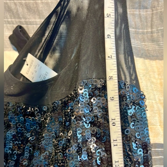 NWT,Express, Sexy Sheer Upper, Fun Shimmering Sequins, Noir, Lightweight, Size S - Picture 11 of 15
